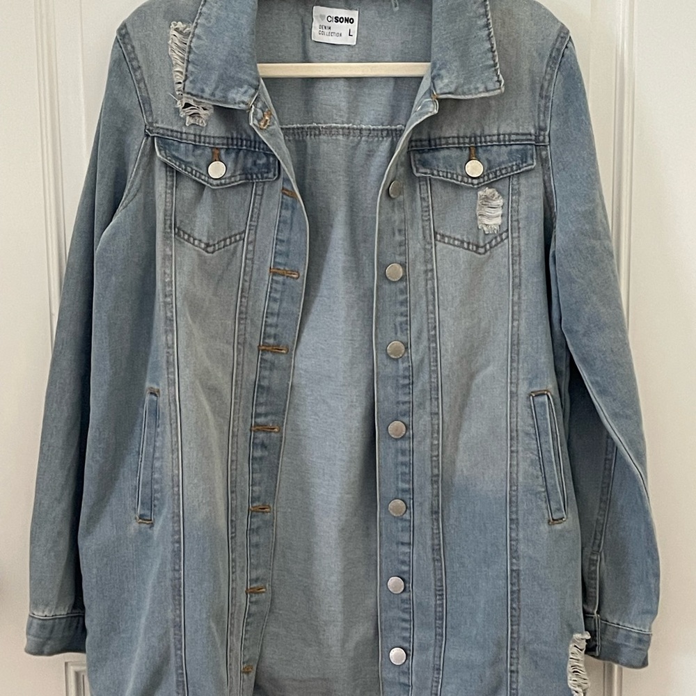 Ci Sono Light Blue Distressed Jean Jacket